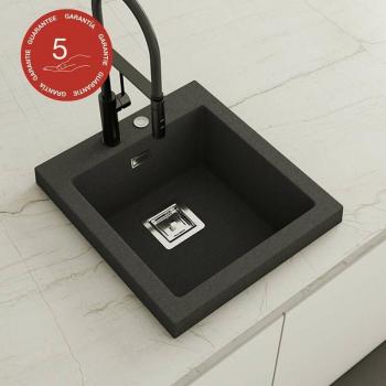 Evier POALGI 47 cm, Kobus 811, Granit Noir Basalt, 1 bac