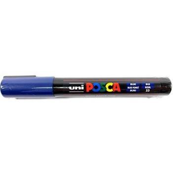 POSCA Markerstift PC‑5M, 0,5 mm feine Spitze, dunkelblau – Einzelkauf (Uni‑Ball 182551)