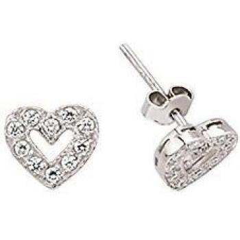 Pendientes de corazón en plata esterlina con zirconia cúbica