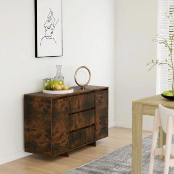 Buffet 120x41x75 cm 3 tiroirs chêne fumé bois d'ingénierie