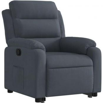 Fauteuil Relax en Velours Gris Foncé avec Rembourrage Confortable et Levage Électrique