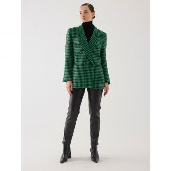 Blazer Green Oversize a Motivo di Pieghette, 38 Tinta Mista