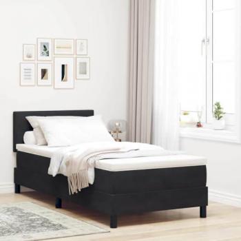 Suite nocturna: Cama Box Spring 100x200 cm en negro, terciopelo y luces LED