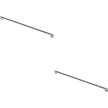 Keyhole Bar Pull Handle Set (2 Pieces, 588mm × 14mm, 576mm Fixing Centres) – Satin Nickel & Chrome