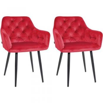 2er Set Esszimmerstuhl Stanley Samt rot