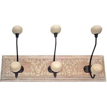 Appendiabiti in legno di mango a forma di albero, 3 ganci