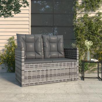 VidaXL Outdoor Bench with Cushions Grey 105 cm Poly Rattan