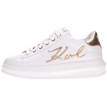 White Karl Lagerfeld Kapri Signia LC Leather Trainers for Women, Size 6