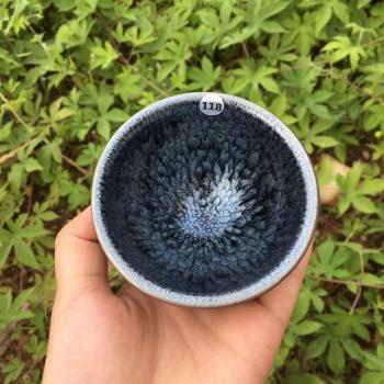 Jianzhan Tenmoku Oil‑Spot Glaze Floral Tea Cups