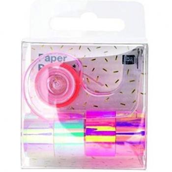Mini Bande Masking Miroir Irideux Rose-Blanc – 1,2 cm x 1,8 m