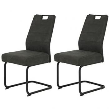 Anthrazitfarbene Freischwinger KERSTIN im 2er Set