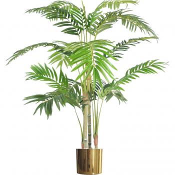 Realistic Artificial Areca Palm with Gold Metal Planter