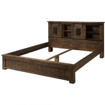 RAILWAY 443 letto matrimoniale in legno di mango 180x200 marrone