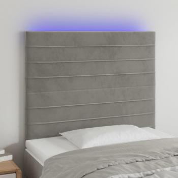 Cabecero LED Gris claro 90x5x111/128 cm en terciopelo