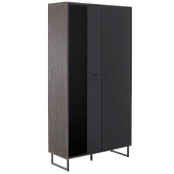 Vitrine VARAZZE-05 Softblack mit Eiche und Glastüren
