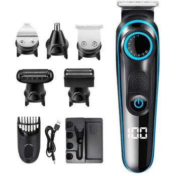 Tondeuse à cheveux et barbe 5 en 1 pour hommes, sans fil, avec tondeuse à nez