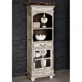 Étagère Campagne Chic en bois massif de manguier ciré blanc antique
