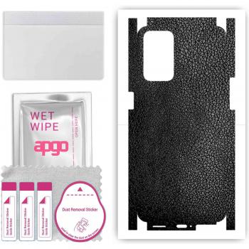 Adhesivo Protector APGO con Diseño de Cuero Oscuro, Ideal para la Parte Trasera y Laterales del Oppo Reno 6 5G