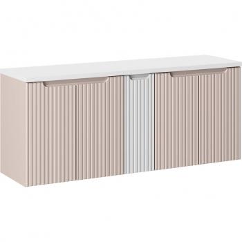 Meuble sous-vasque 140cm 5 portes Cachemire et Blanc