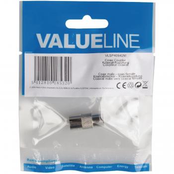 Valueline Metal Coaxial Coupling Adapter (Male to Female)
