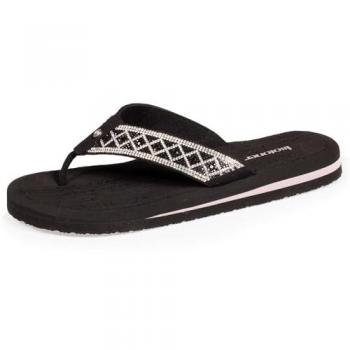 Confort Noir Isotoner Tongs à Perles Femme