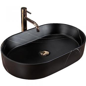 Nadia 60 Black Stone Countertop Basin – Matte Finish