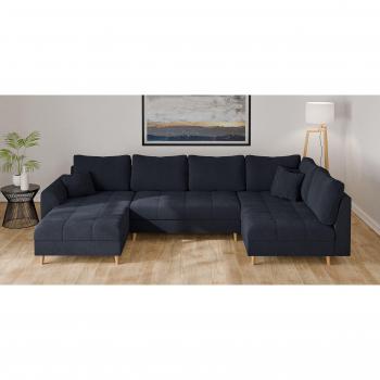 Wohnlandschaft HOME AFFAIRE „CHARRE U‑Form“ – 3 Zierkissen – dunkelblau, 100 % Polyester
