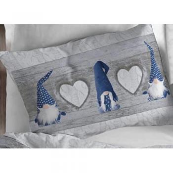 Copripiumino Singolo in Cotone Flanella Gnomi Elfi Blu Pensieri Delicati
