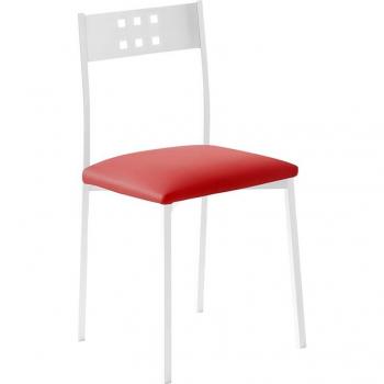 Grupo de 2 sillas Xara – Color blanco con asiento rojo (polipiel) – Estructura metálica