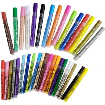 35 Acrylmarker für Holz, Keramik und Felsen mit 3,0mm und 0,7mm Spitze, schnell trocknend
