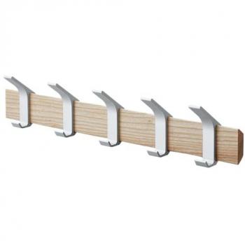 Yamazaki Wandgarderobe Rin, 5 Haken, beige, Holz/Aluminium