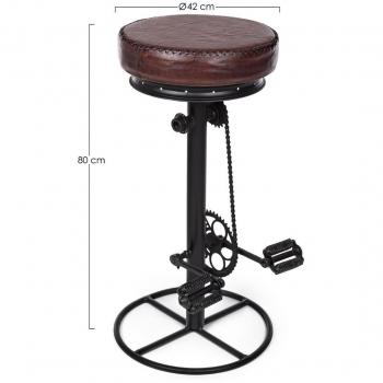 Tabouret de Bar Industriel 42x80 cm Cuir Marron