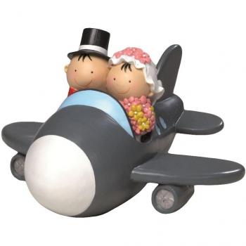 Hucha de boda novios Pit y Pita avión 11 cm