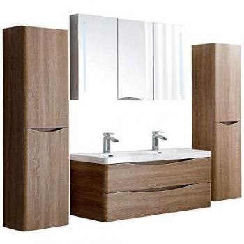 Meuble suspendu salle de bain SMILE 1200 – Chêne clair armoire murale droite