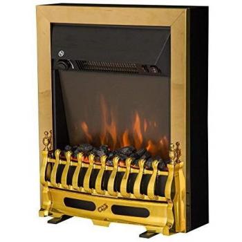 HOMCOM Cheminée électrique effet de flamme néo rétro 1000-2000 W Noir Or