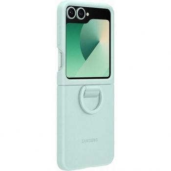 Coque en silicone avec anneau Samsung pour Samsung Galaxy Z Flip 6 Vert d'eau