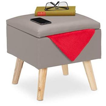 Relaxdays Polsterhocker Grau