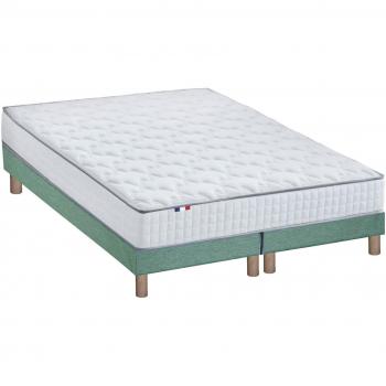 Ensemble de Literie Matelas Ressorts 5 Zones et Sommier Vert 2x80x200