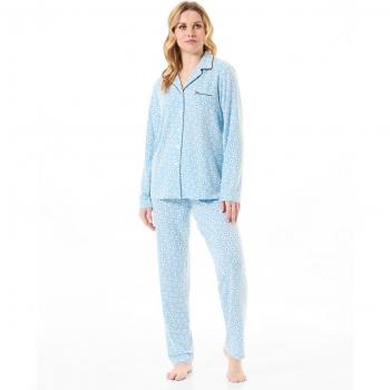 Pijama Largo Floral para Mujer con Botones