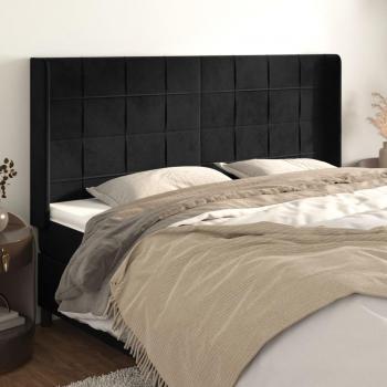 VidaXL Ohren-Kopfteil Samt Schwarz 183x16x128 cm