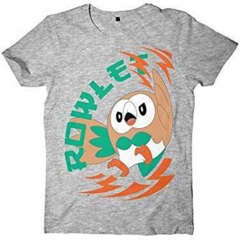 Camiseta Pokémon Rowlet Sol y Luna Color Gris Talla S
