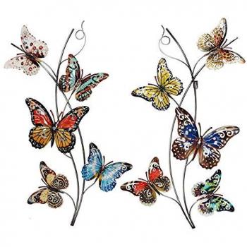 Papillons décoratifs pour mur extérieur – Décoration de jardin – Métal – Lot de 2