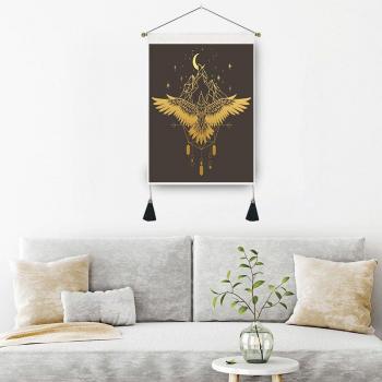 Black Canvas Tapestry with Butterfly Design