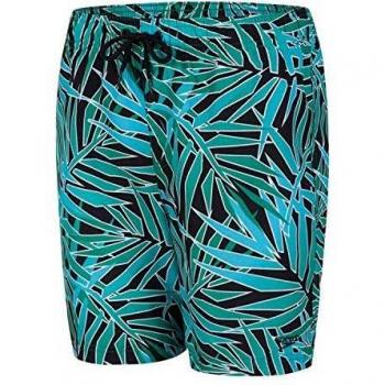 Speedo 15 Jungle Rain Kids’ Short – Black, Venom/Aquamint, Ages 8‑9