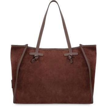 Gianni Chiarini, Tote Bags, female, Brown, Size: ONE SIZE Suede Shopping Bag with Leather Handles