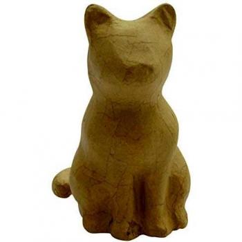 Support en papier mâché Chat assis 13x9,5x15 cm