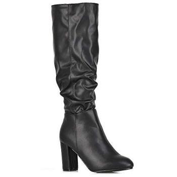 Alana Block‑Heeled Zip‑Up Black Boots