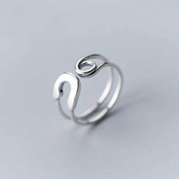 MloveAcc 100% Sterling Silver Twist Safety Pin Ring for Women