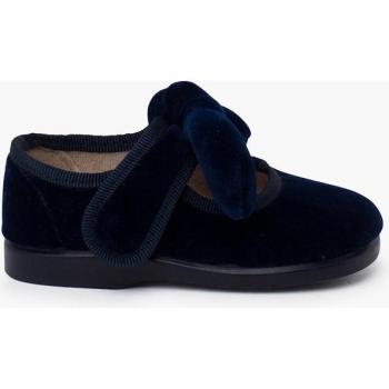 Zapatos de bebé niña con lazo de terciopelo y cierre adherente