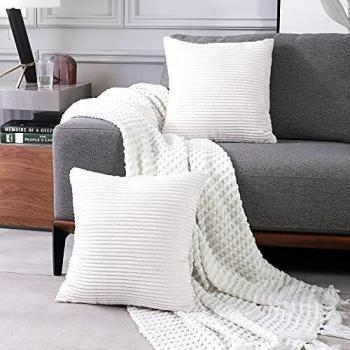 Corduroy Cushion Cover Duo – Milk White, 60cm Square